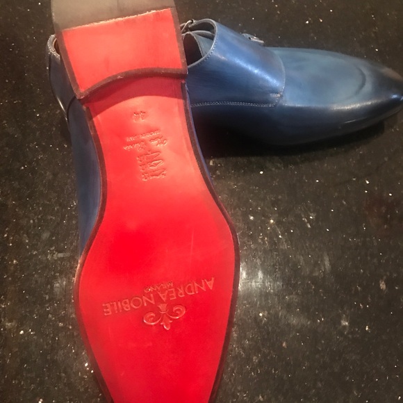 Blue all leather handmade double monk strap